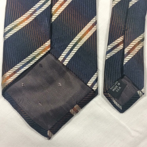 Vintage Bernini Rainbow Plaid Striped Silk Tie - Picture 4 of 5